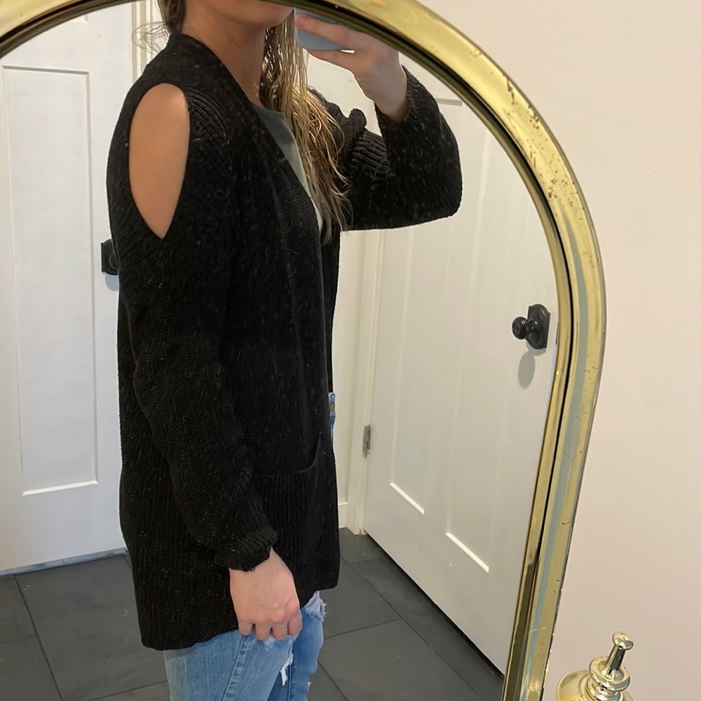 Cold shoulder black cardigan
